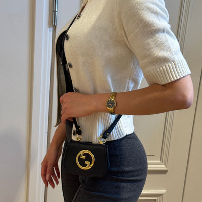 Blondie Card Case On Strap Black Leather