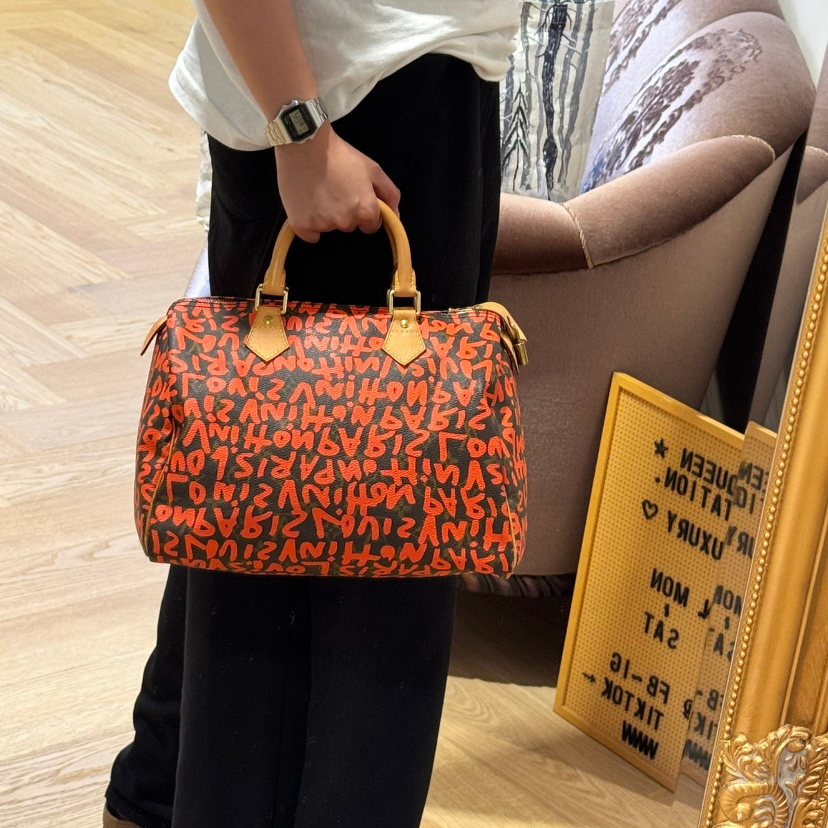 Speedy 30 Monogram Orange Graffiti