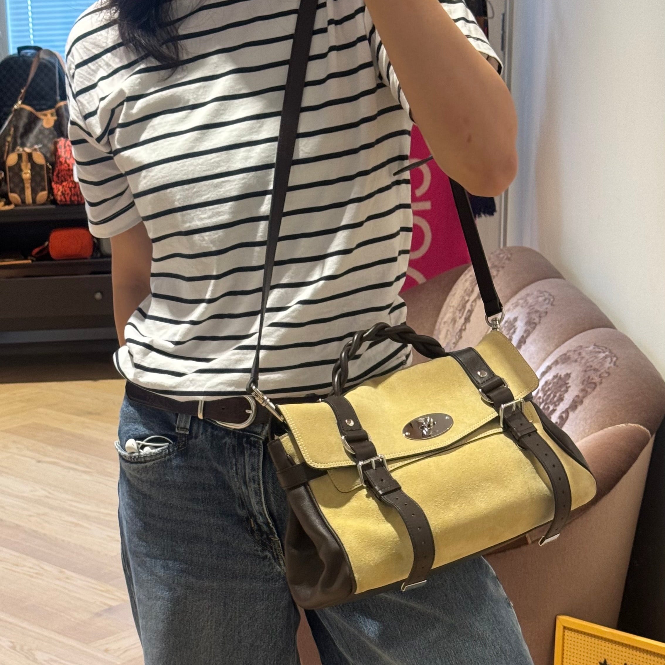 Alexa Top Handle Wild Primrose Suede