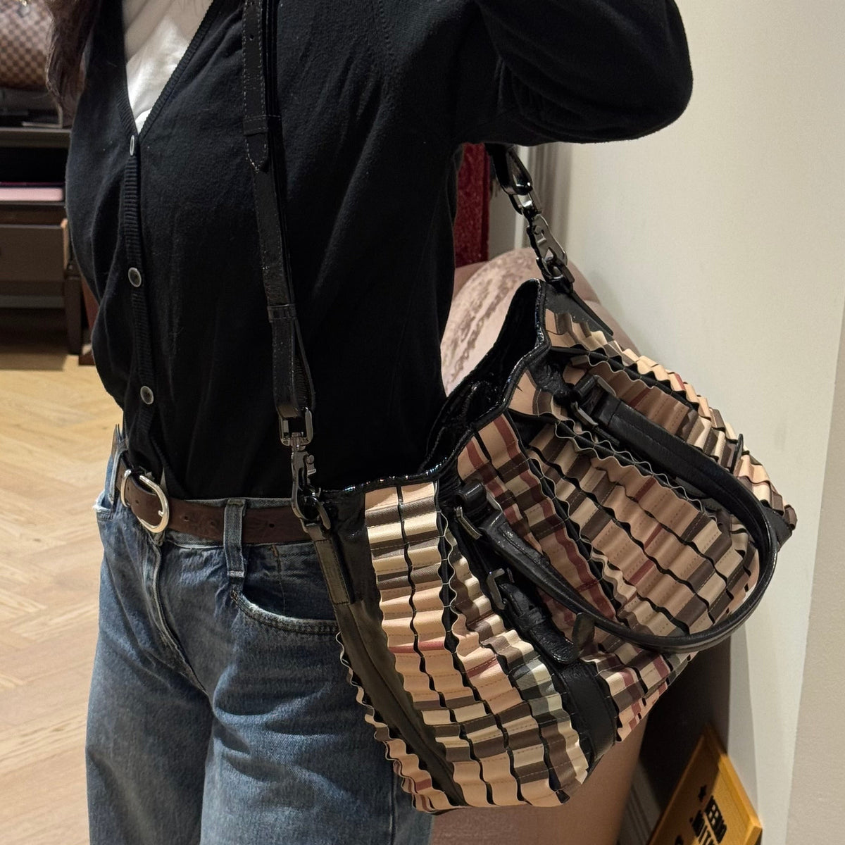 Lowry Ruffled Tote Bag Supernova Check