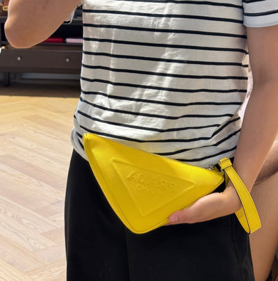 Triangle Clutch Bag Yellow Saffiano Leather