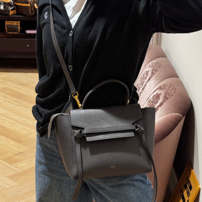 Micro Belt Bag Grey Grained Leather