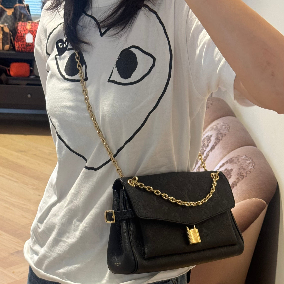 Anytime Flap Bag Black Monogram Empreinte Leather