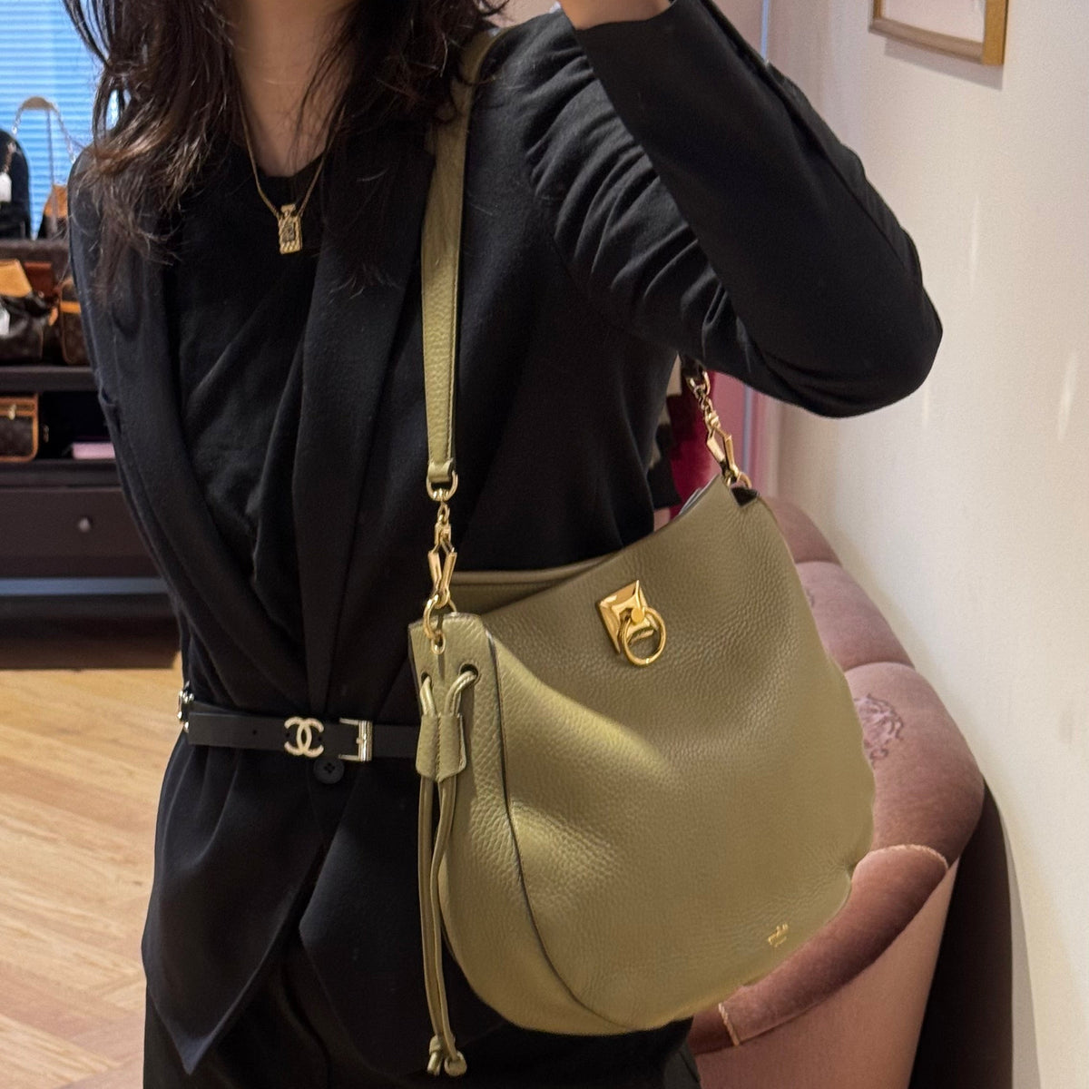 Iris Hobo Bag Summer Khaki Leather