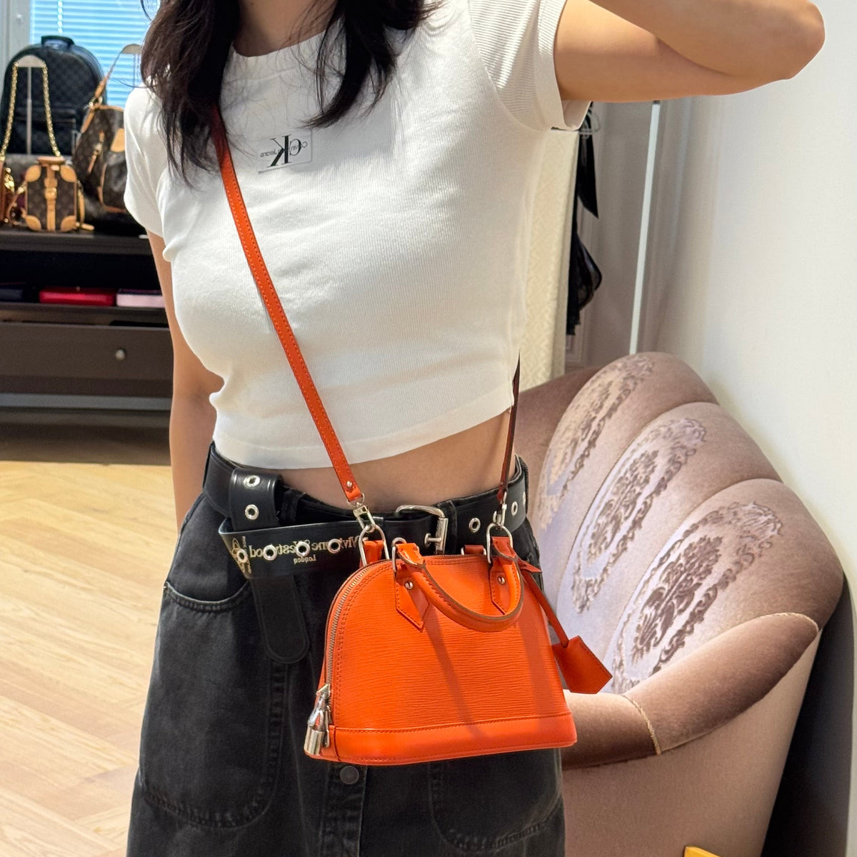 Alma BB Orange Epi Leather
