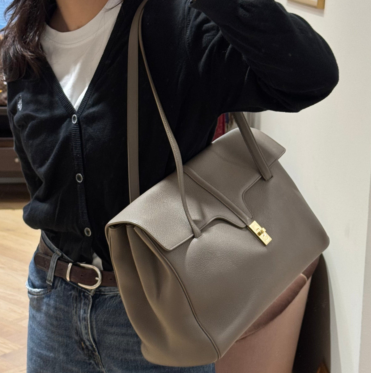 Sac 16 Soft Grey Grained Calfskin
