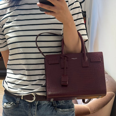 Sac de Jour Baby Burgundy Croc Embossed Leather