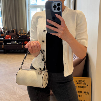 Mini Blondie Shoulder Bag White Diagonal Quilted Leather