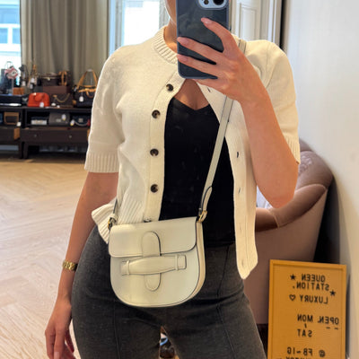 Symmetrical Mini Crossbody Bag White Leather