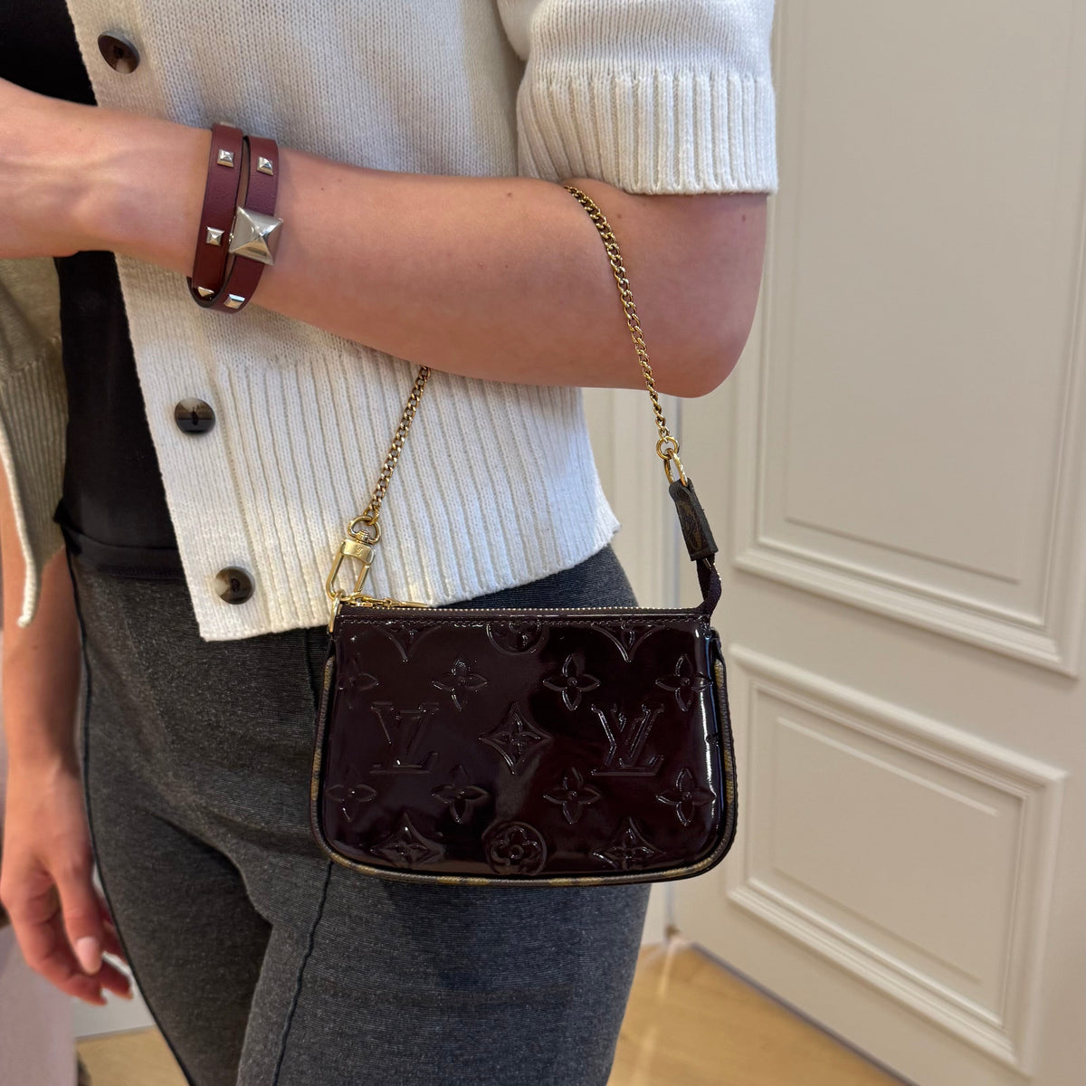 Mini Pochette Accessoires Vernis Amarante