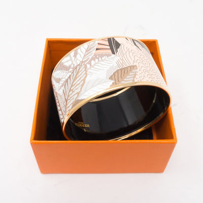 Palm Leaves Enamel Bangle Extra Wide