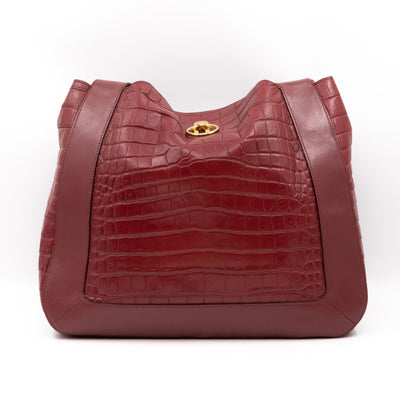 Marloes Hobo Bag Croc Embossed Ruby Leather