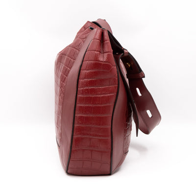 Marloes Hobo Bag Croc Embossed Ruby Leather