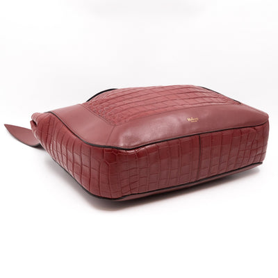 Marloes Hobo Bag Croc Embossed Ruby Leather