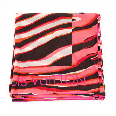 Zebra Silk Square Scarf Pink