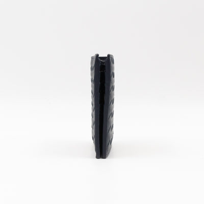 Classic Bifold Wallet Navy Blue Intrecciato Leather