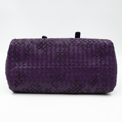 Intrecciato Boston Bag Purple Stitched Leather