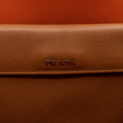 Flap Tote Bag Brown Vitello Leather
