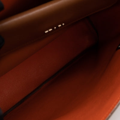 Flap Tote Bag Brown Vitello Leather