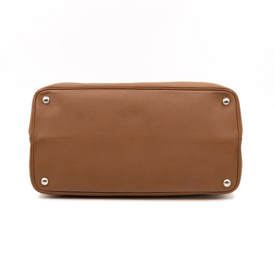 Flap Tote Bag Brown Vitello Leather