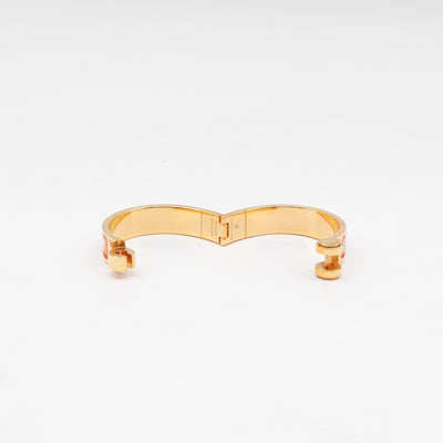 Enamel Hinged Bracelet Orange Print