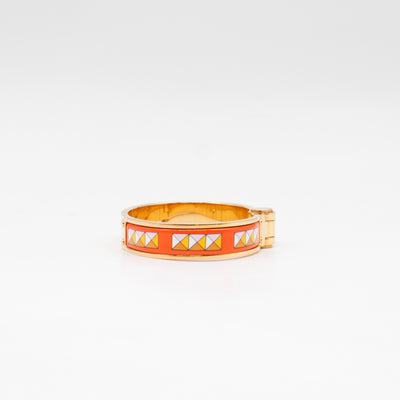 Enamel Hinged Bracelet Orange Print