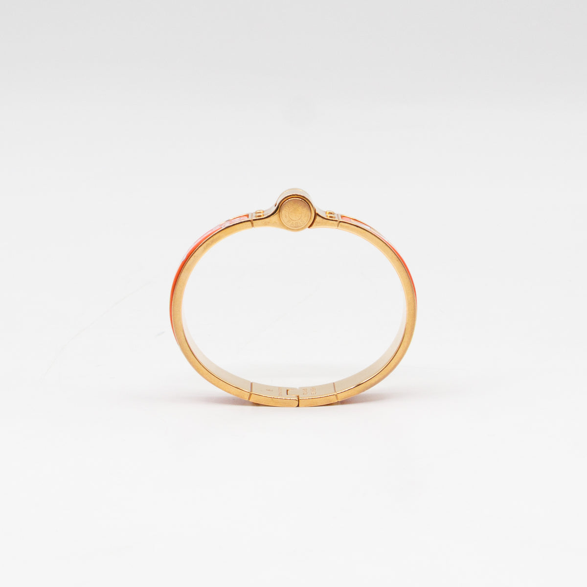 Enamel Hinged Bracelet Orange Print