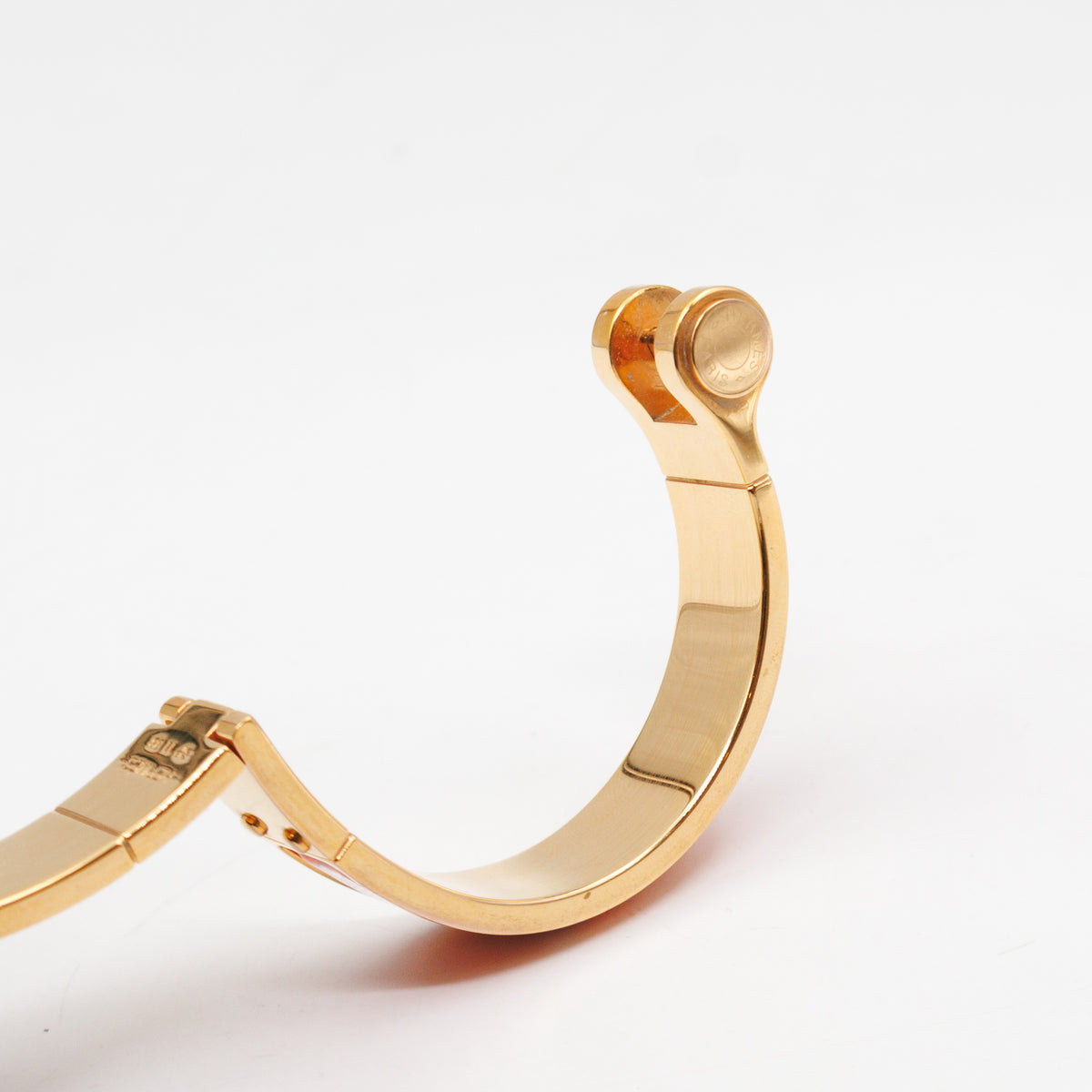 Enamel Hinged Bracelet Orange Print