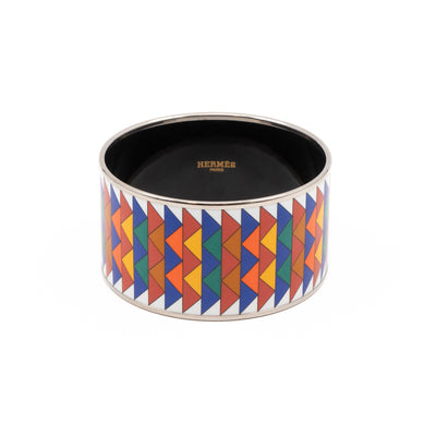Triangles Mosaic Enamel Bangle Extra Wide Multicolor