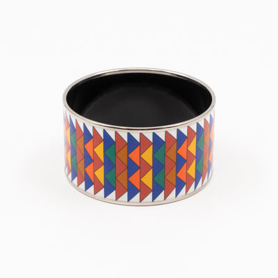 Triangles Mosaic Enamel Bangle Extra Wide Multicolor