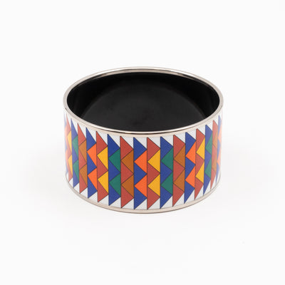 Triangles Mosaic Enamel Bangle Extra Wide Multicolor