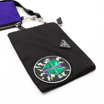 Lanyard Double Pouch Violet & Black Tessuto Nylon