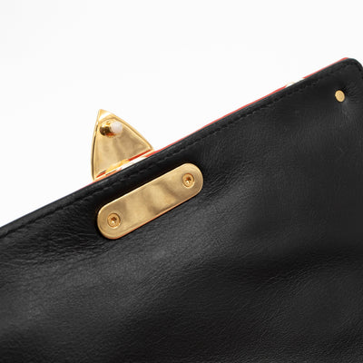 Malletage Pochette Flap Bag Red Leather