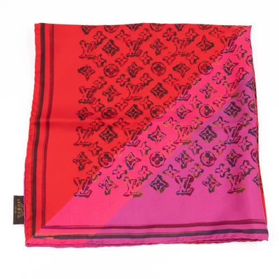 Silk Square Scarf Red Rainbow Monogram Giant