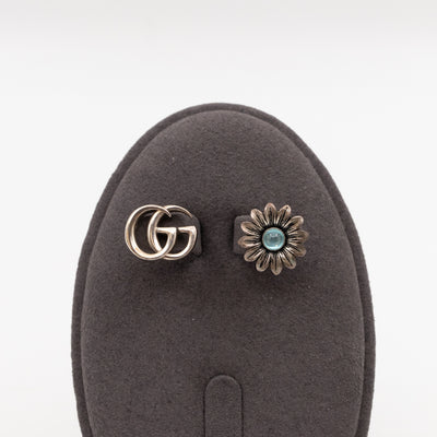 Double G Flower Stud Earrings 925 Silver