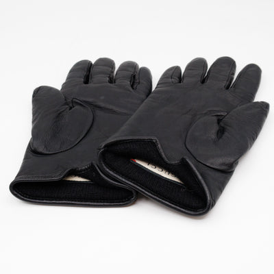 GG Marmont Black Chevron Leather Gloves