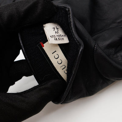 GG Marmont Black Chevron Leather Gloves