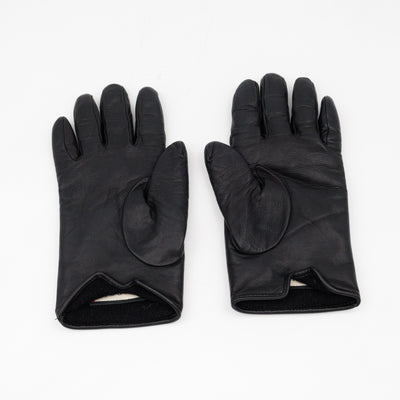 GG Marmont Black Chevron Leather Gloves