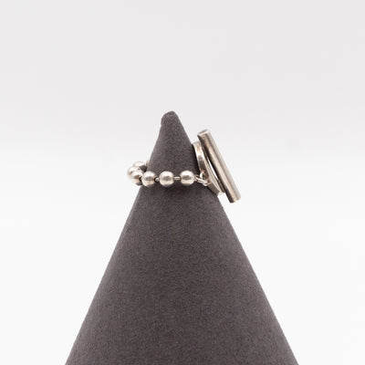 Boule Bead Toggle Striped Ring 925 Silver