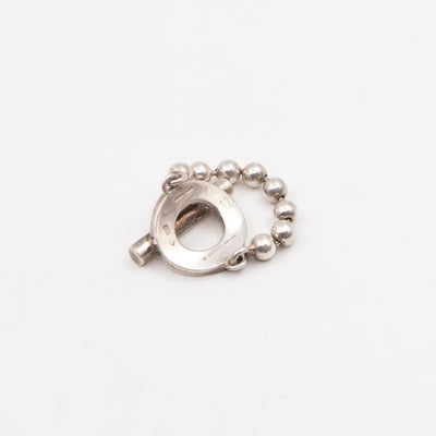 Boule Bead Toggle Striped Ring 925 Silver