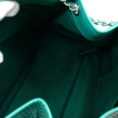 Up In The Air Tote Green Perforated Leather