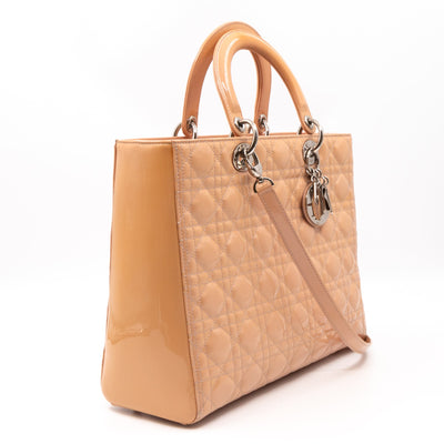 Lady Dior Large Light Beige Patent Leather