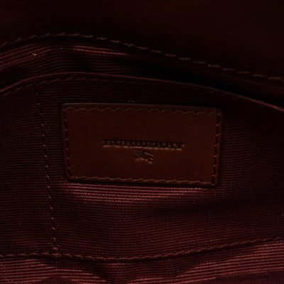 Flat Shoulder Clutch Brown Embossed Leather