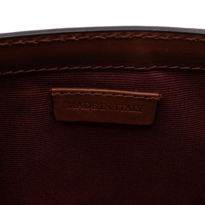 Flat Shoulder Clutch Brown Embossed Leather