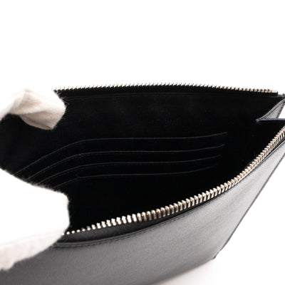 Folio Clutch Black Grained Leather