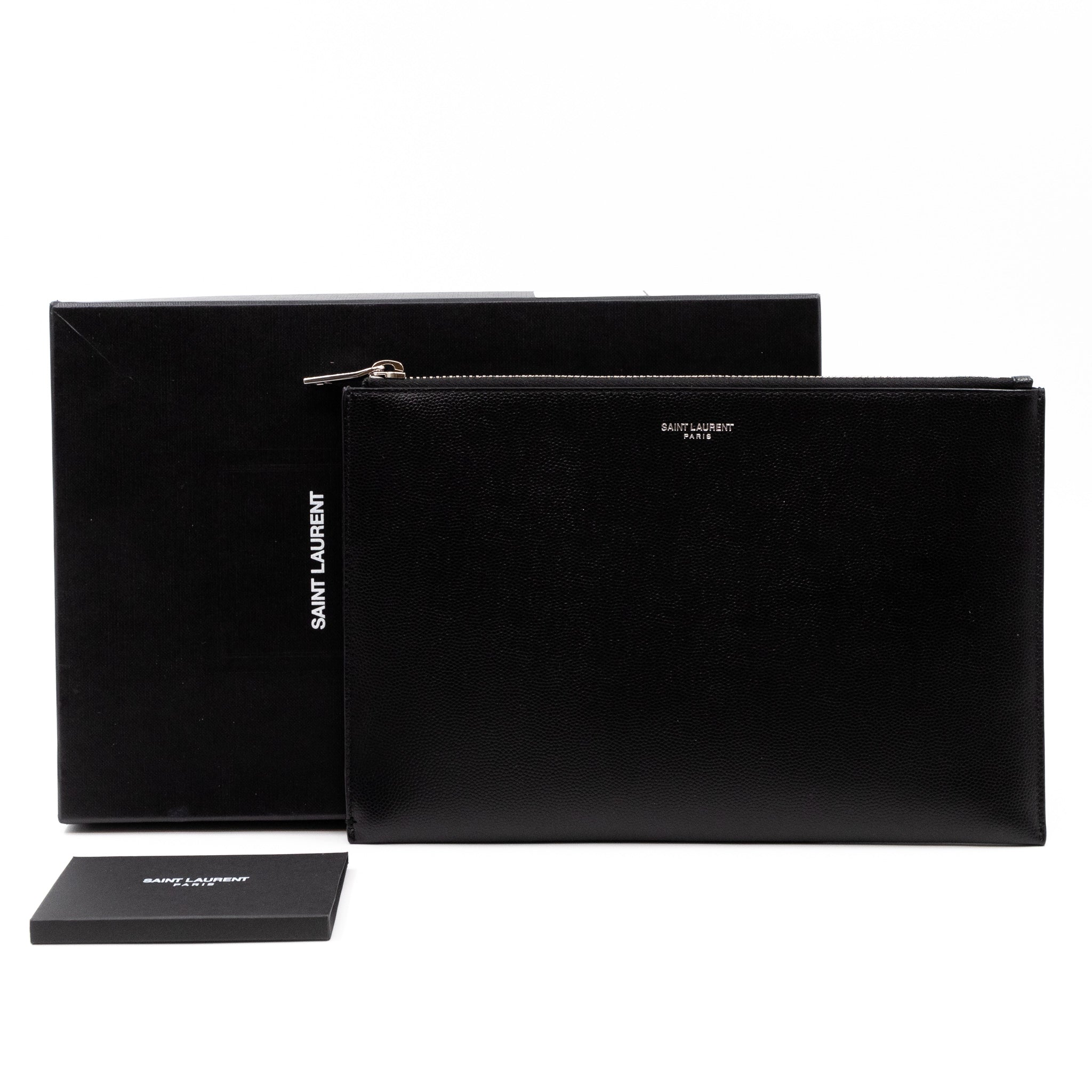 Folio Clutch Black Grained Leather