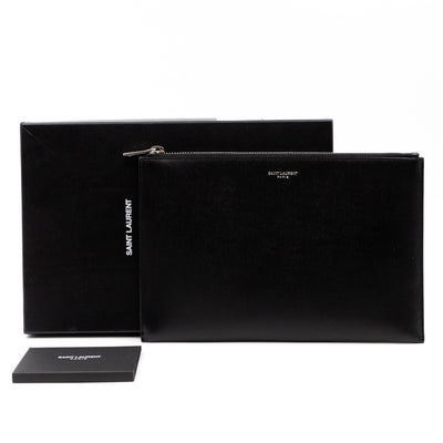 Folio Clutch Black Grained Leather