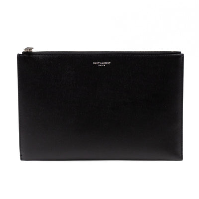 Folio Clutch Black Grained Leather