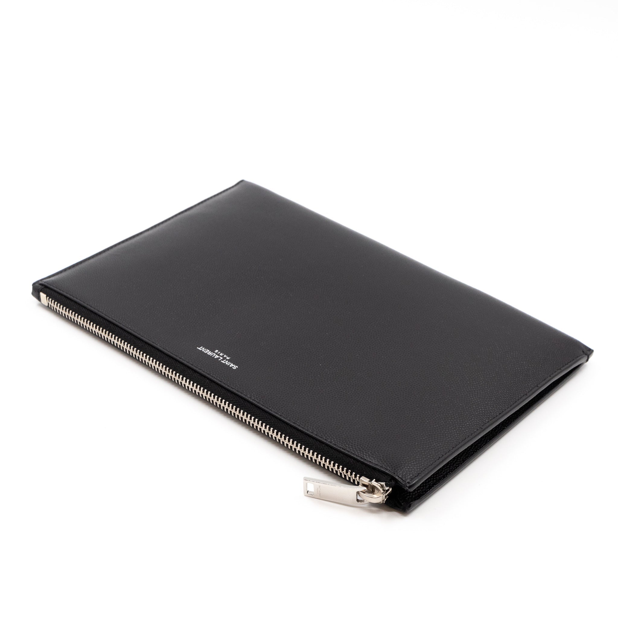 Folio Clutch Black Grained Leather
