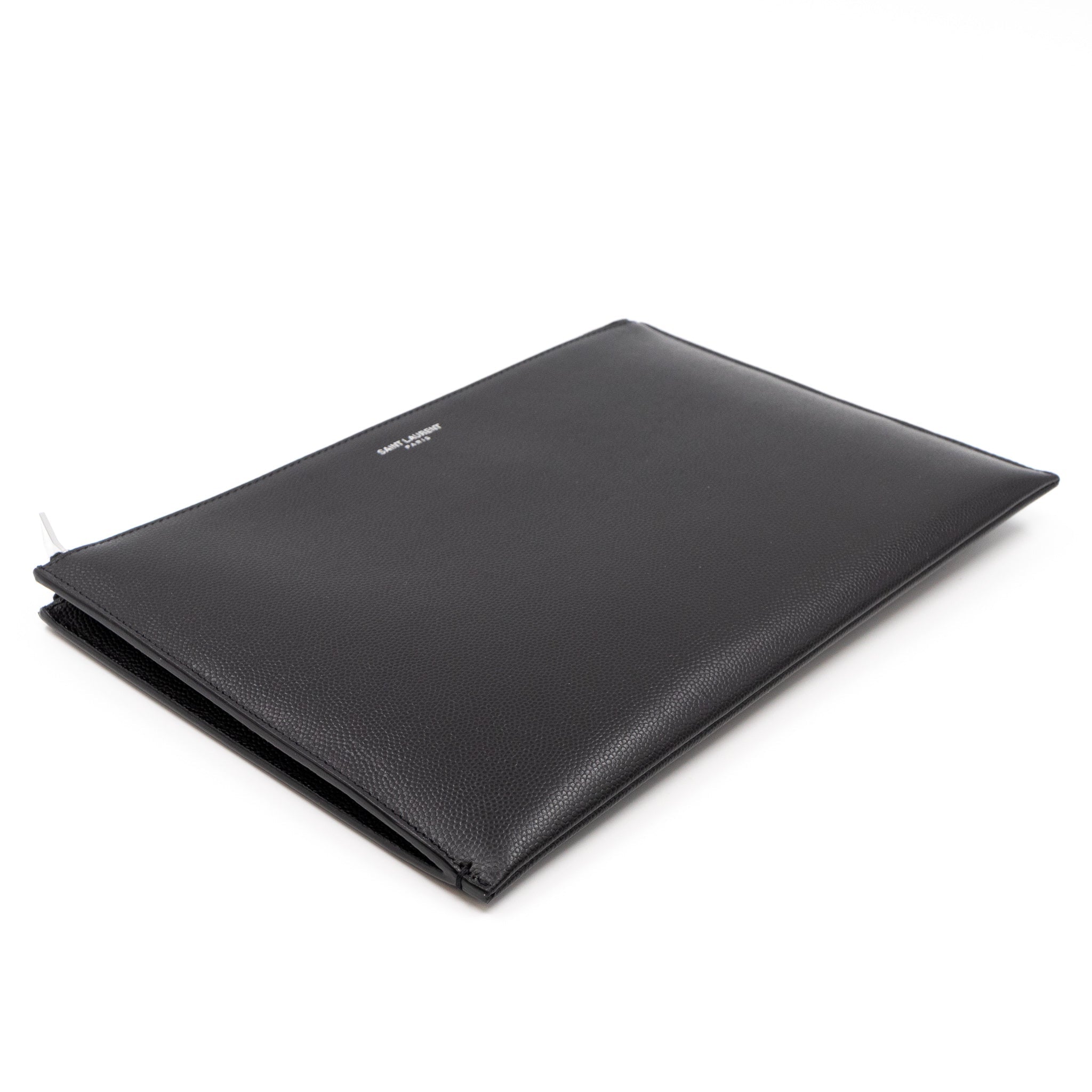 Folio Clutch Black Grained Leather